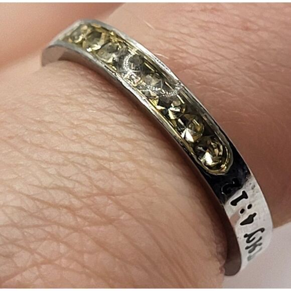 Silver Promise Ring "True Love Waits 1 Timothy 4: 12" Size 7 - Picture 1 of 6